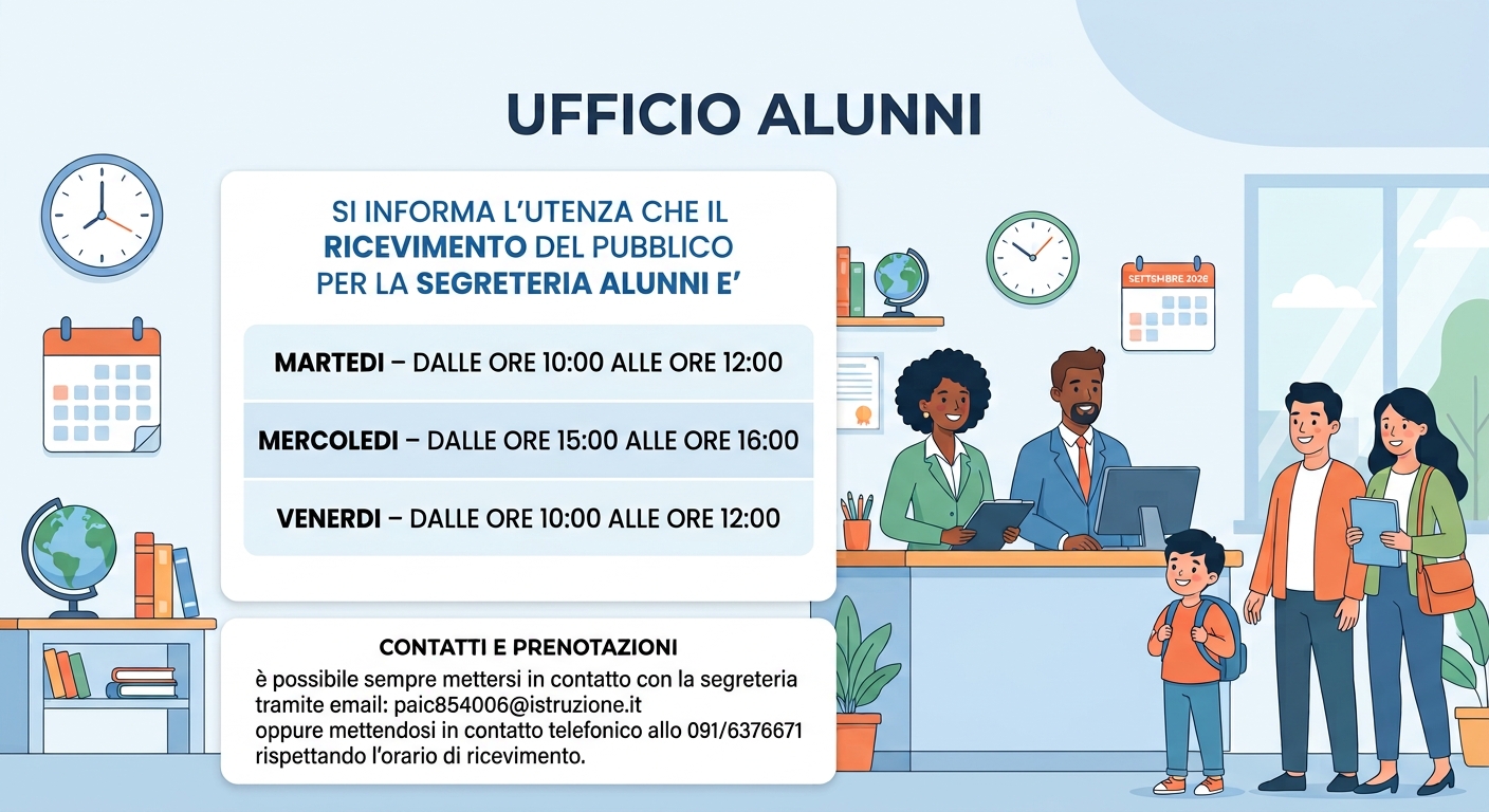 Orari ricevimento pubblico ufficio alunni